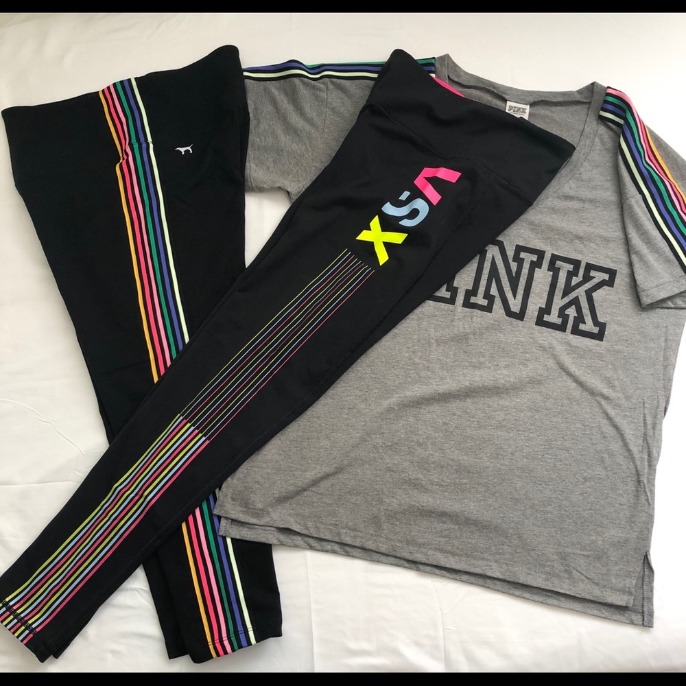 VS Pink VSX Sport 3pc Rainbow Set LK NEW sz MEDIUM